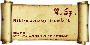 Miklusovszky Szovát névjegykártya